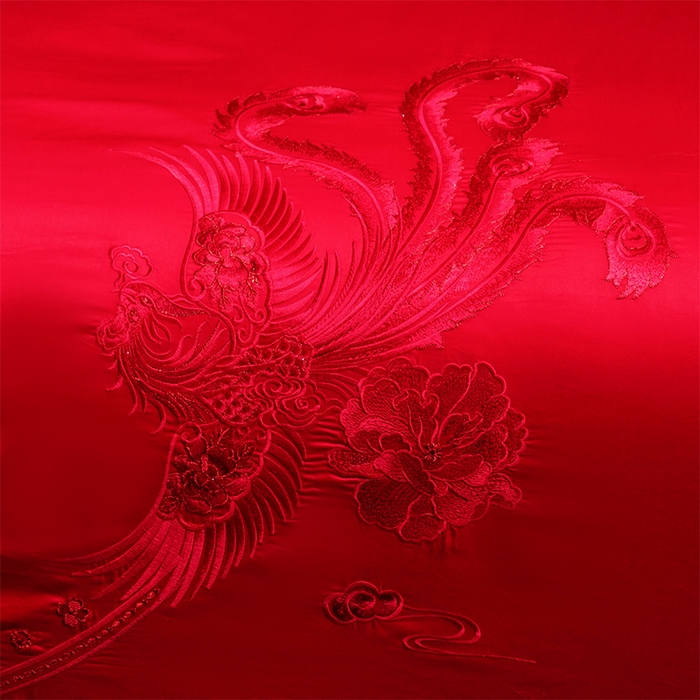 91家纺网 家纺一手货源 找家纺 洽想家 2025新款亲肤棉磨毛刺绣婚庆四件套多件套 龙凤御喜（本线绣）