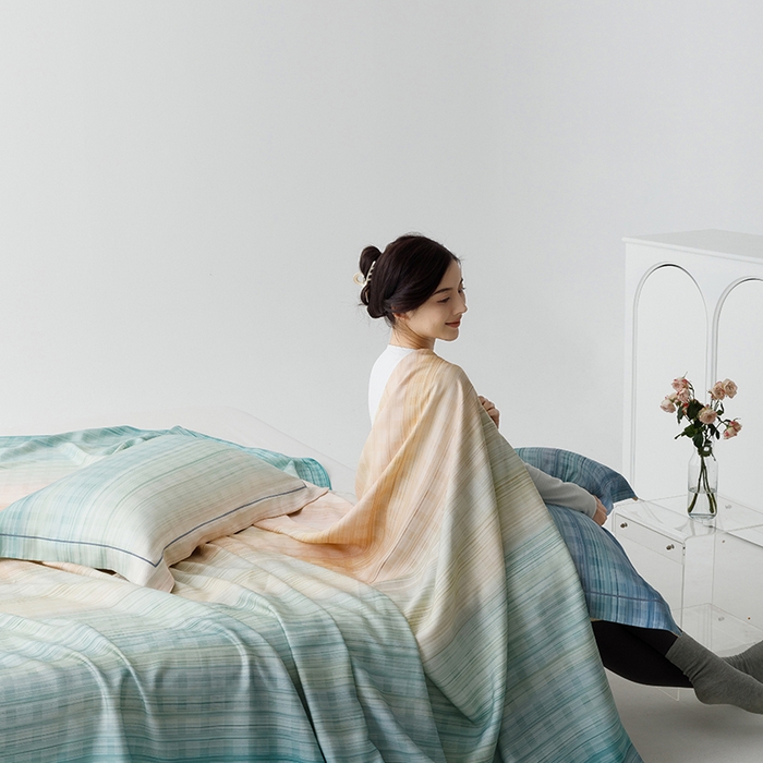 91家纺网 家纺一手货源 找家纺 洽想家 2025新款100%纯竹纤维凉席竹席冰丝席三件套空调席凉感席竹纤维软席子三件套 光之恋 绿