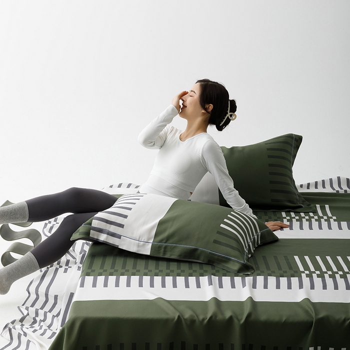 91家纺网 家纺一手货源 找家纺 洽想家 2025新款100%纯竹纤维凉席竹席冰丝席三件套空调席凉感席竹纤维软席子三件套 元素 牛油果绿