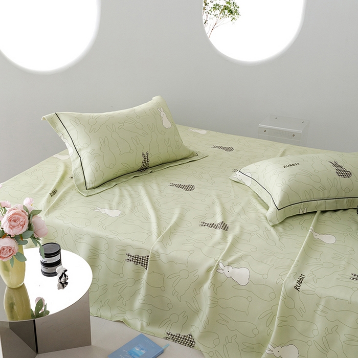 91家纺网 家纺一手货源 找家纺 洽想家 2025新款100%纯竹纤维凉席竹席冰丝席三件套空调席凉感席竹纤维软席子三件套 宝贝兔 绿