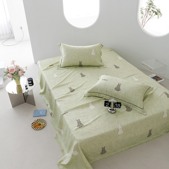 91家纺网 家纺一手货源 找家纺 洽想家 2025新款100%纯竹纤维凉席竹席冰丝席三件套空调席凉感席竹纤维软席子三件套 宝贝兔 绿