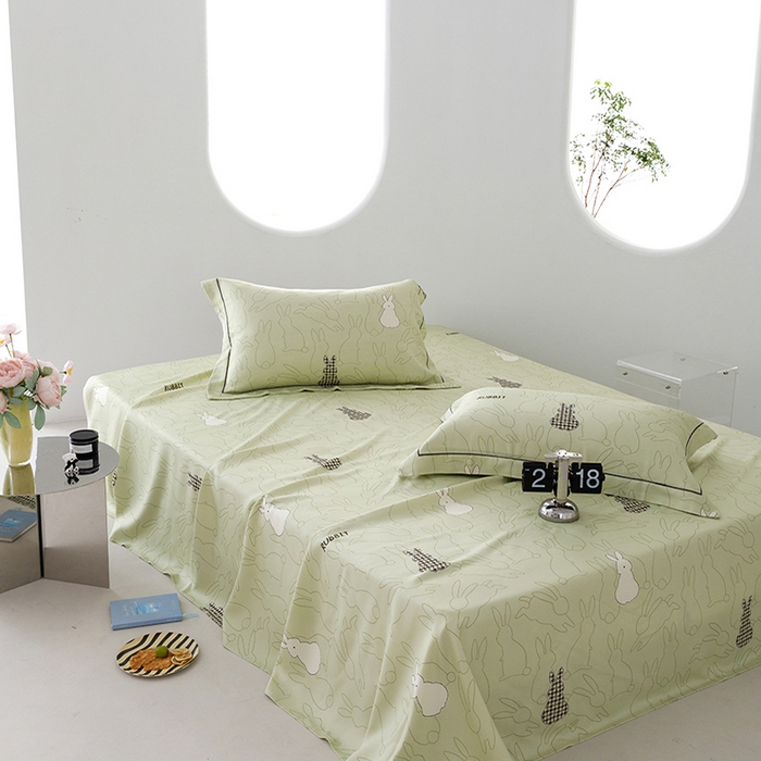 91家纺网 家纺一手货源 找家纺 洽想家 2025新款100%纯竹纤维凉席竹席冰丝席三件套空调席凉感席竹纤维软席子三件套 宝贝兔 绿