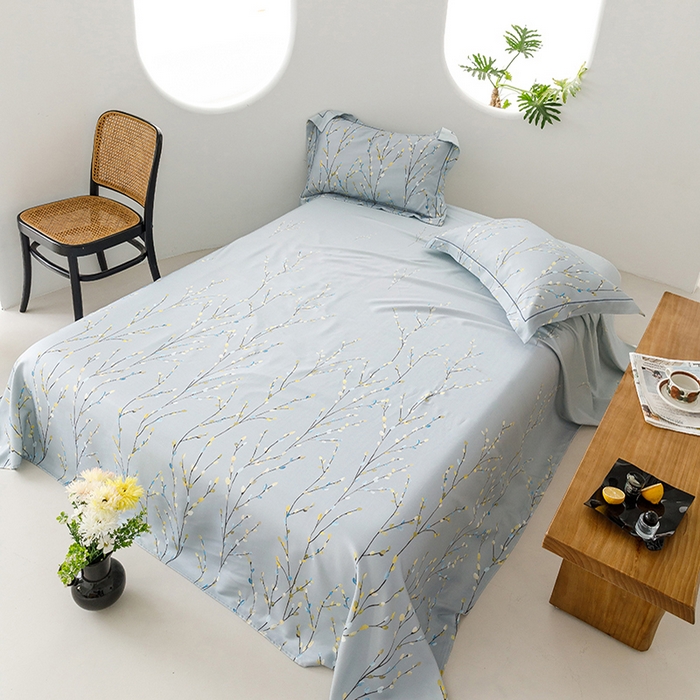 91家纺网 家纺一手货源 找家纺 洽想家 2025新款100%纯竹纤维凉席竹席冰丝席三件套空调席凉感席竹纤维软席子三件套 春意 兰