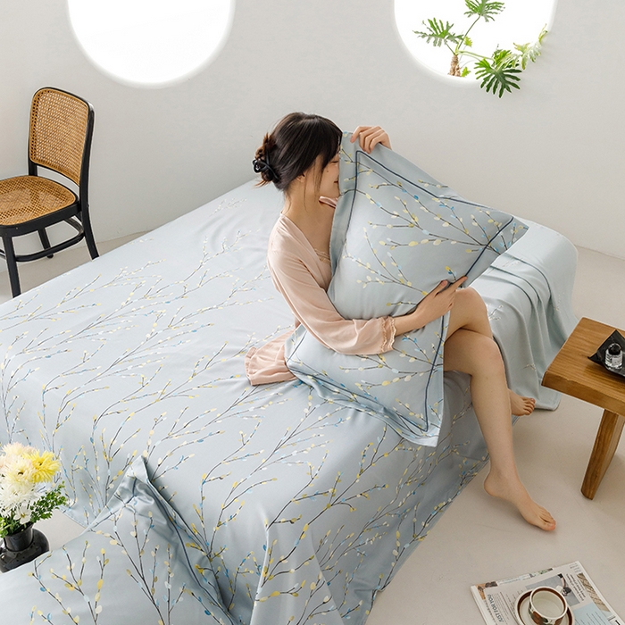 91家纺网 家纺一手货源 找家纺 洽想家 2025新款100%纯竹纤维凉席竹席冰丝席三件套空调席凉感席竹纤维软席子三件套 春意 兰