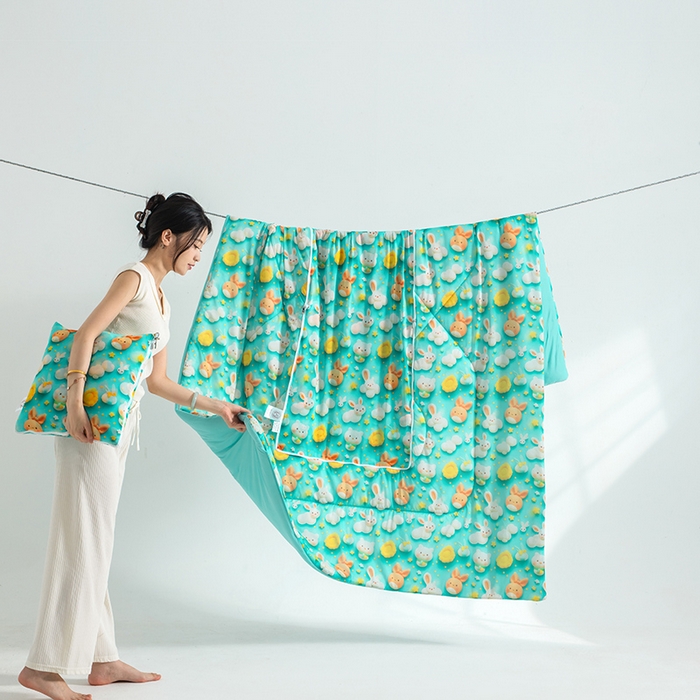 91家纺网 家纺一手货源 找家纺 （总）照世家纺 2025春夏新款凉感丝印花A类抱枕被