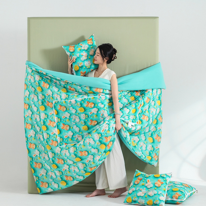 91家纺网 家纺一手货源 找家纺 （总）照世家纺 2025春夏新款凉感丝印花A类抱枕被