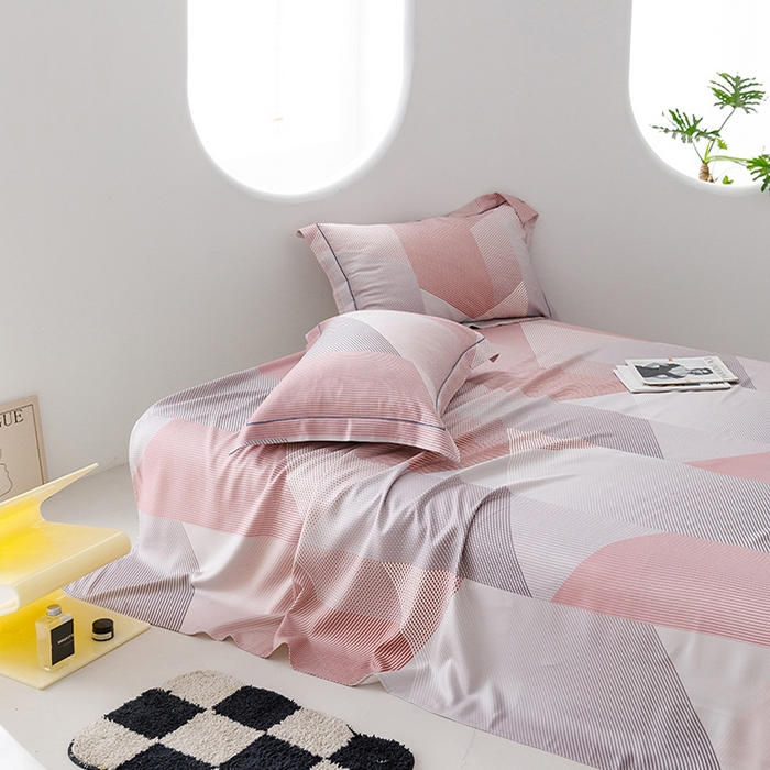 91家纺网 家纺一手货源 找家纺 洽想家 2025新款100%纯竹纤维凉席竹席冰丝席三件套空调席凉感席竹纤维软席子三件套 多彩 粉