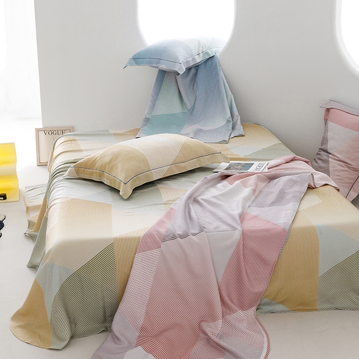 91家纺网 家纺一手货源 找家纺 洽想家 2025新款100%纯竹纤维凉席竹席冰丝席三件套空调席凉感席竹纤维软席子三件套 多彩 粉