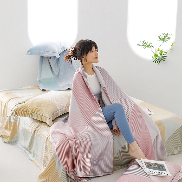 91家纺网 家纺一手货源 找家纺 洽想家 2025新款100%纯竹纤维凉席竹席冰丝席三件套空调席凉感席竹纤维软席子三件套 多彩 粉