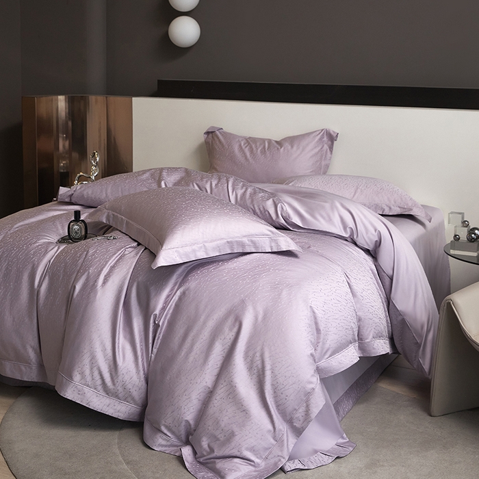 洽想家 2025新款长绒棉贡缎提花手工立体埋绳工艺四件套礼盒包装系列二 艾克亚（温馨紫）