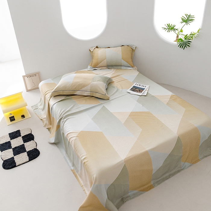 91家纺网 家纺一手货源 找家纺 洽想家 2025新款100%纯竹纤维凉席竹席冰丝席三件套空调席凉感席竹纤维软席子三件套 多彩 黄