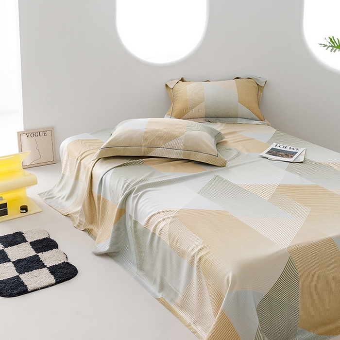 91家纺网 家纺一手货源 找家纺 洽想家 2025新款100%纯竹纤维凉席竹席冰丝席三件套空调席凉感席竹纤维软席子三件套 多彩 黄