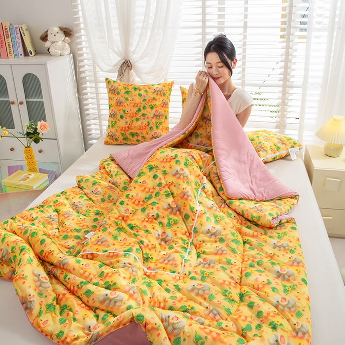 91家纺网 家纺一手货源 找家纺 （总）照世家纺 2025春夏新款凉感丝印花A类抱枕被