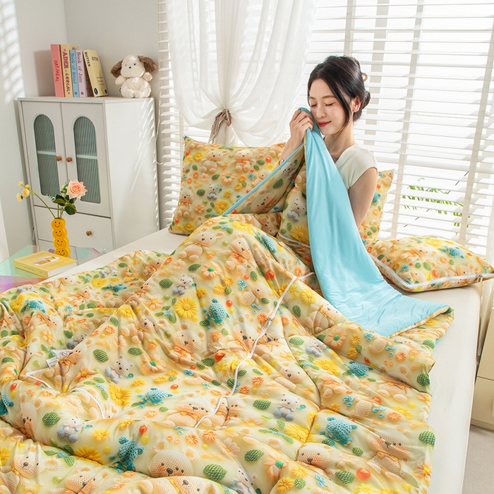 91家纺网 家纺一手货源 找家纺 （总）照世家纺 2025春夏新款凉感丝印花A类抱枕被