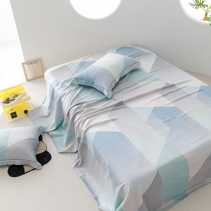 91家纺网 家纺一手货源 找家纺 洽想家 2025新款100%纯竹纤维凉席竹席冰丝席三件套空调席凉感席竹纤维软席子三件套 多彩 蓝