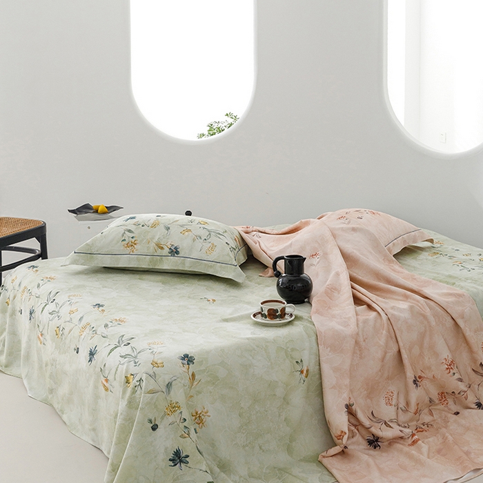 91家纺网 家纺一手货源 找家纺 洽想家 2025新款100%纯竹纤维凉席竹席冰丝席三件套空调席凉感席竹纤维软席子三件套 海棠绿