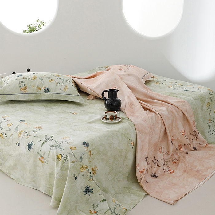 91家纺网 家纺一手货源 找家纺 洽想家 2025新款100%纯竹纤维凉席竹席冰丝席三件套空调席凉感席竹纤维软席子三件套 海棠绿