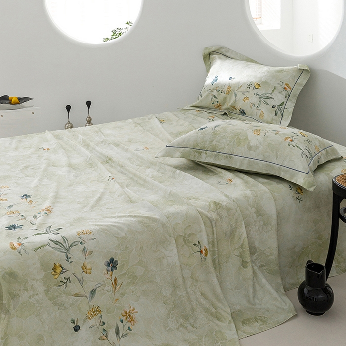 91家纺网 家纺一手货源 找家纺 洽想家 2025新款100%纯竹纤维凉席竹席冰丝席三件套空调席凉感席竹纤维软席子三件套 海棠绿