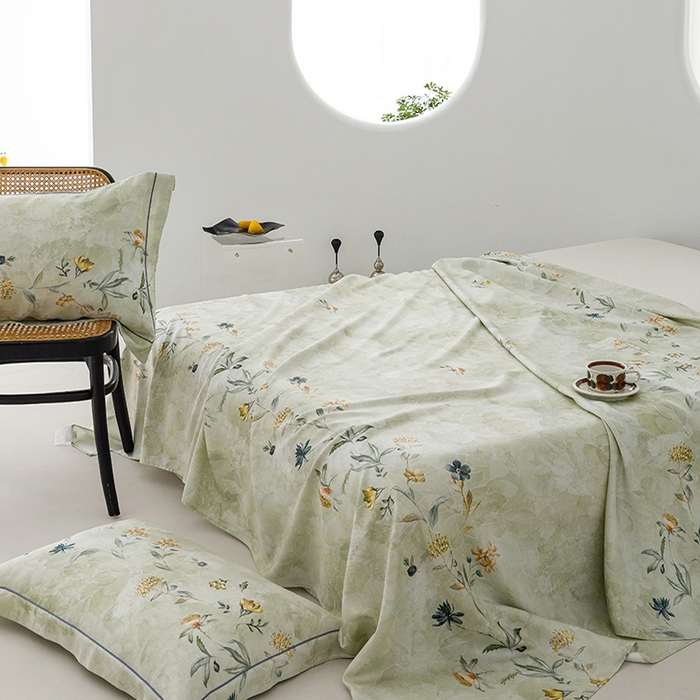 91家纺网 家纺一手货源 找家纺 洽想家 2025新款100%纯竹纤维凉席竹席冰丝席三件套空调席凉感席竹纤维软席子三件套 海棠绿