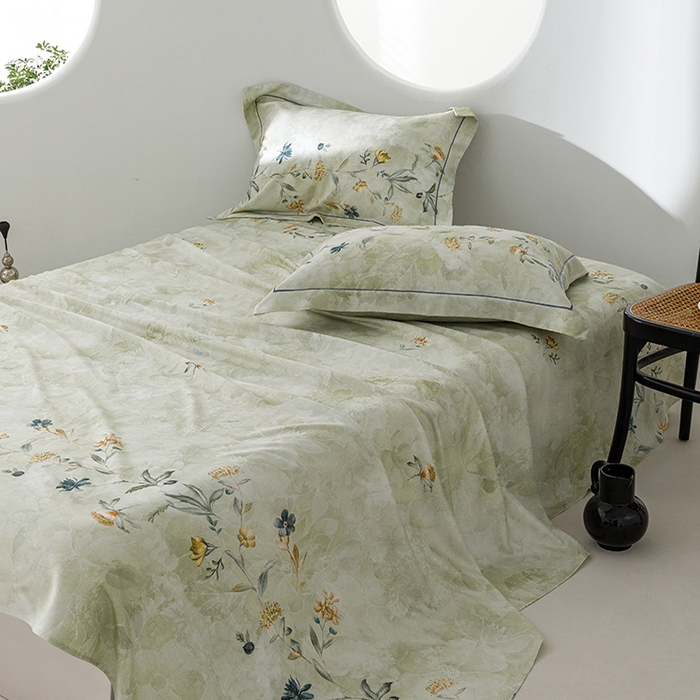 91家纺网 家纺一手货源 找家纺 洽想家 2025新款100%纯竹纤维凉席竹席冰丝席三件套空调席凉感席竹纤维软席子三件套 海棠绿