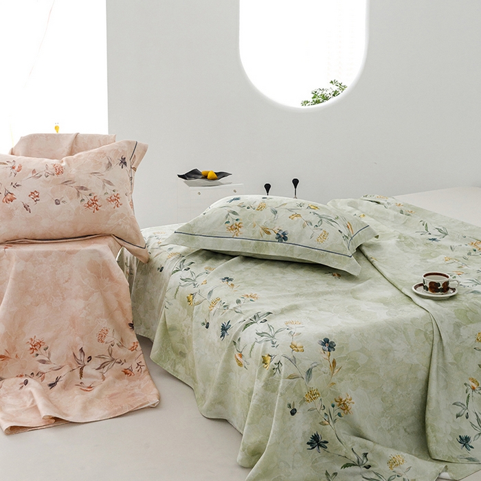 91家纺网 家纺一手货源 找家纺 洽想家 2025新款100%纯竹纤维凉席竹席冰丝席三件套空调席凉感席竹纤维软席子三件套 海棠绿