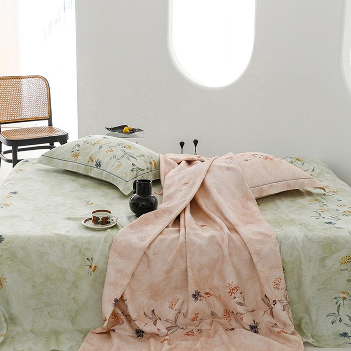 91家纺网 家纺一手货源 找家纺 洽想家 2025新款100%纯竹纤维凉席竹席冰丝席三件套空调席凉感席竹纤维软席子三件套 海棠绿