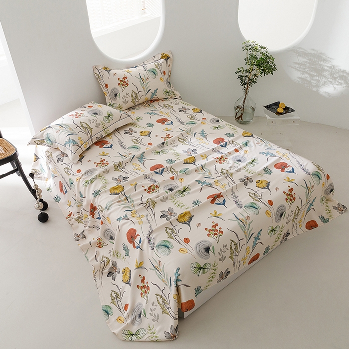 洽想家 2025新款100%纯竹纤维凉席竹席冰丝席三件套空调席凉感席竹纤维软席子三件套 卷草花 米