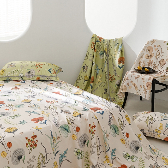 91家纺网 家纺一手货源 找家纺 洽想家 2025新款100%纯竹纤维凉席竹席冰丝席三件套空调席凉感席竹纤维软席子三件套 卷草花 米