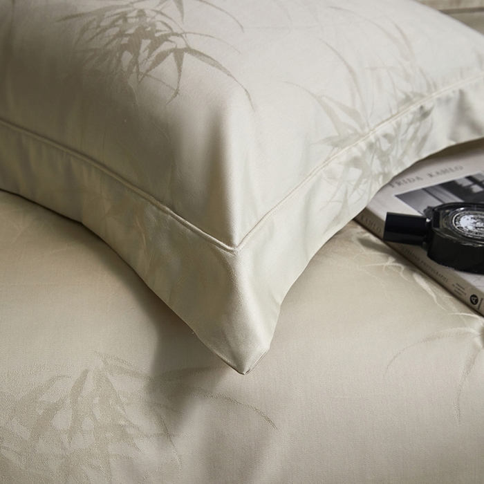 91家纺网 家纺一手货源 找家纺 洽想家 2025新款长绒棉贡缎提花手工立体埋绳工艺四件套礼盒包装系列二 卡斯诺（清新绿）