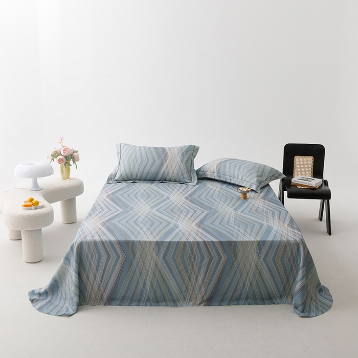 91家纺网 家纺一手货源 找家纺 洽想家 2025新款100%纯竹纤维凉席竹席冰丝席三件套空调席凉感席竹纤维软席子三件套 男友蓝