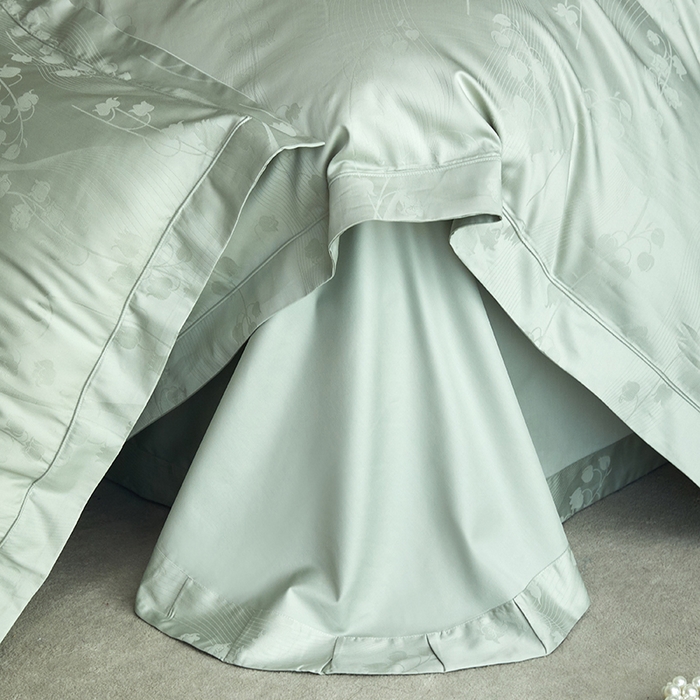 91家纺网 家纺一手货源 找家纺 洽想家 2025新款长绒棉贡缎提花手工立体埋绳工艺四件套礼盒包装系列二 曼丽（苹果绿）