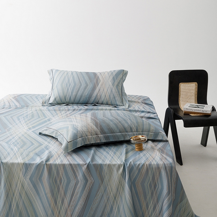 91家纺网 家纺一手货源 找家纺 洽想家 2025新款100%纯竹纤维凉席竹席冰丝席三件套空调席凉感席竹纤维软席子三件套 男友蓝