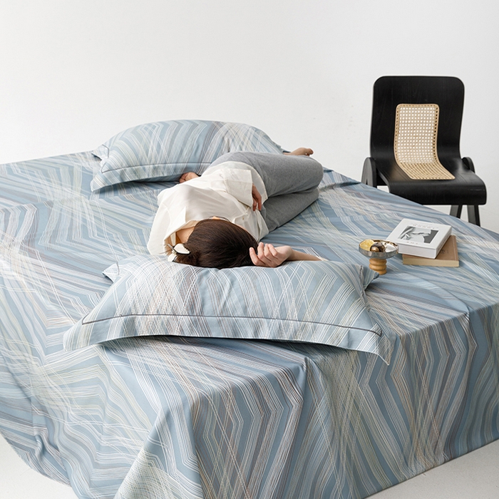 91家纺网 家纺一手货源 找家纺 洽想家 2025新款100%纯竹纤维凉席竹席冰丝席三件套空调席凉感席竹纤维软席子三件套 男友蓝