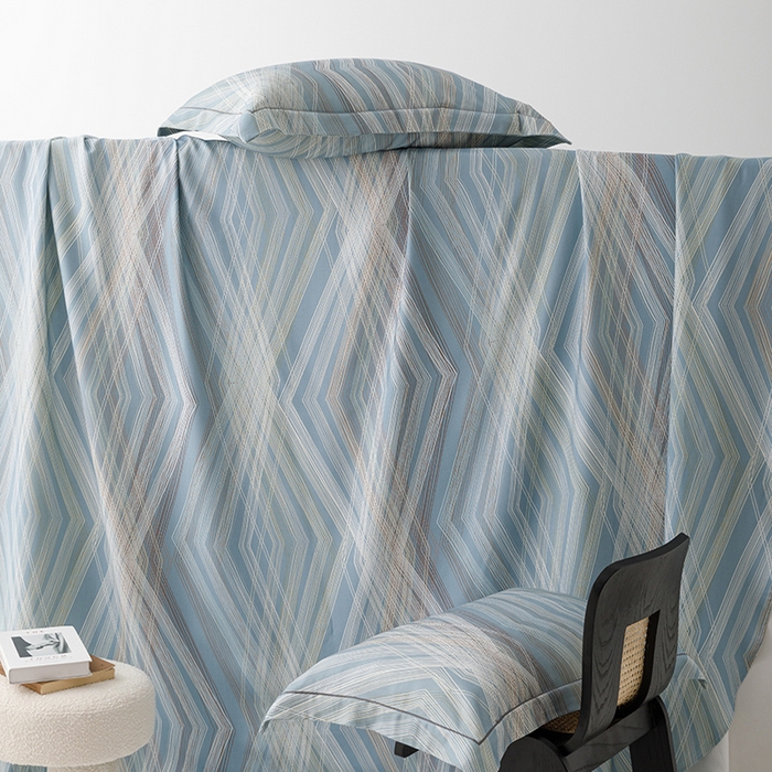 91家纺网 家纺一手货源 找家纺 洽想家 2025新款100%纯竹纤维凉席竹席冰丝席三件套空调席凉感席竹纤维软席子三件套 男友蓝