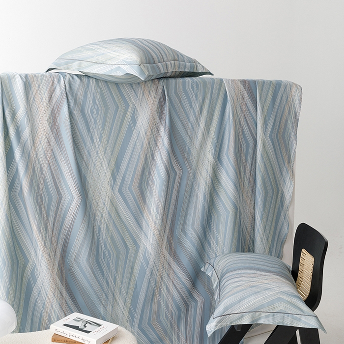 91家纺网 家纺一手货源 找家纺 洽想家 2025新款100%纯竹纤维凉席竹席冰丝席三件套空调席凉感席竹纤维软席子三件套 男友蓝