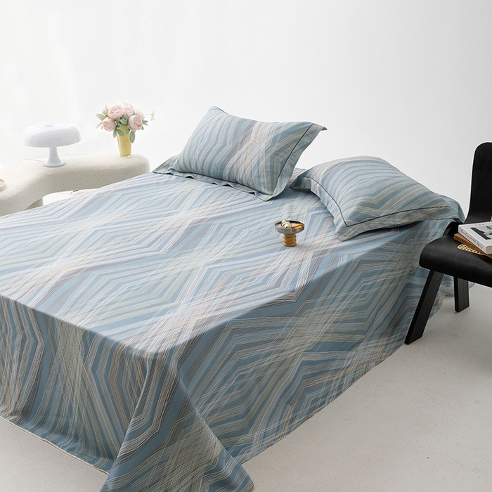 91家纺网 家纺一手货源 找家纺 洽想家 2025新款100%纯竹纤维凉席竹席冰丝席三件套空调席凉感席竹纤维软席子三件套 男友蓝