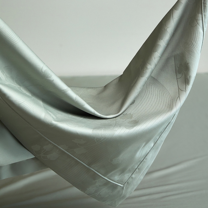 91家纺网 家纺一手货源 找家纺 洽想家 2025新款长绒棉贡缎提花手工立体埋绳工艺四件套礼盒包装系列二 曼丽（苹果绿）