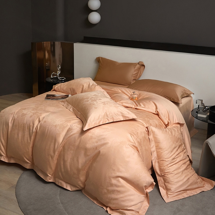 洽想家 2025新款长绒棉贡缎提花手工立体埋绳工艺四件套礼盒包装系列二 米菲娜（香槟色）