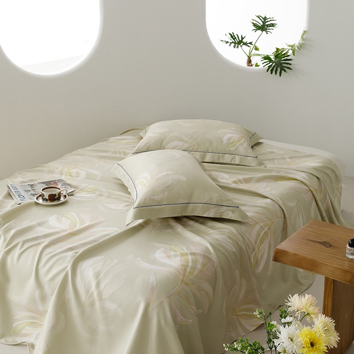 91家纺网 家纺一手货源 找家纺 洽想家 2025新款100%纯竹纤维凉席竹席冰丝席三件套空调席凉感席竹纤维软席子三件套 飘叶 杏色