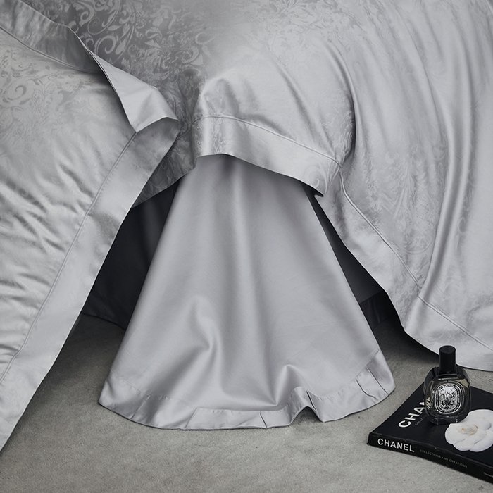 91家纺网 家纺一手货源 找家纺 洽想家 2025新款长绒棉贡缎提花手工立体埋绳工艺四件套礼盒包装系列二 维卡（高级灰）