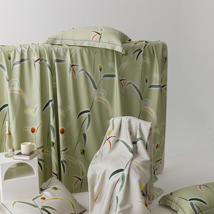 91家纺网 家纺一手货源 找家纺 洽想家 2025新款100%纯竹纤维凉席竹席冰丝席三件套空调席凉感席竹纤维软席子三件套 竹蕴 绿