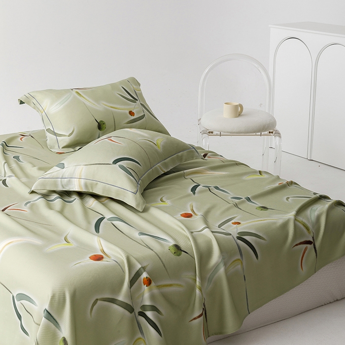 91家纺网 家纺一手货源 找家纺 洽想家 2025新款100%纯竹纤维凉席竹席冰丝席三件套空调席凉感席竹纤维软席子三件套 竹蕴 绿