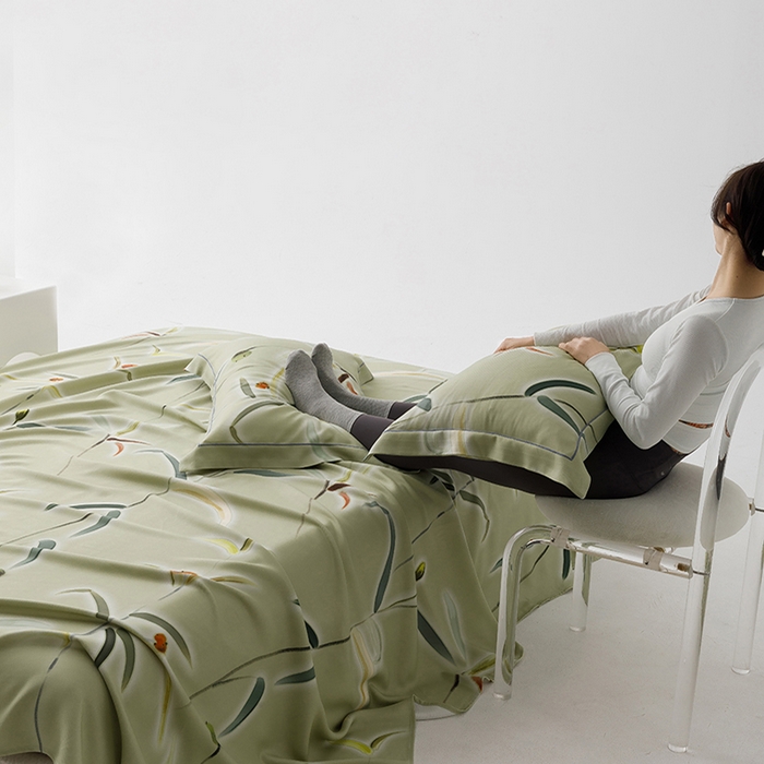 91家纺网 家纺一手货源 找家纺 洽想家 2025新款100%纯竹纤维凉席竹席冰丝席三件套空调席凉感席竹纤维软席子三件套 竹蕴 绿