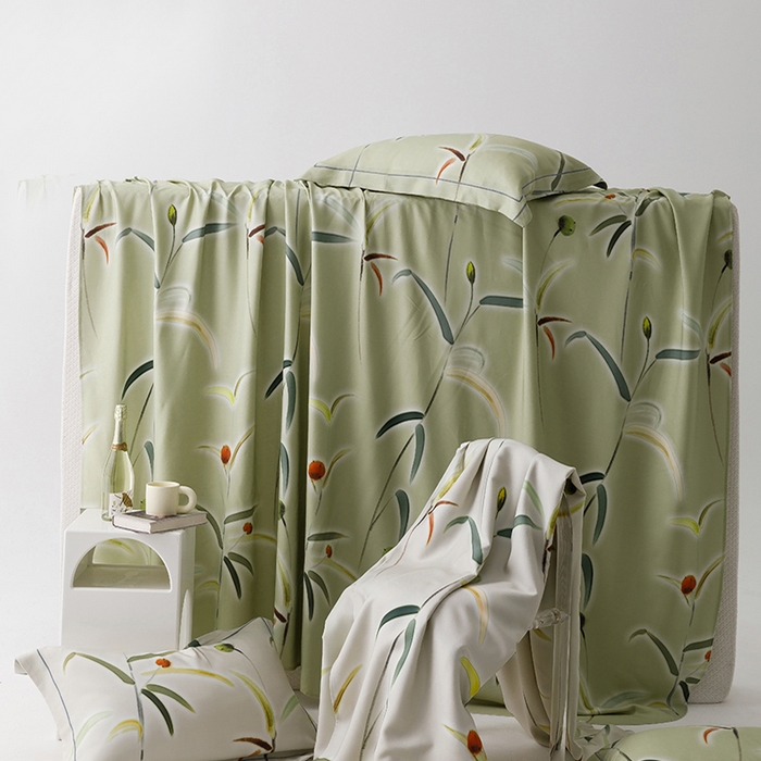 91家纺网 家纺一手货源 找家纺 洽想家 2025新款100%纯竹纤维凉席竹席冰丝席三件套空调席凉感席竹纤维软席子三件套 竹蕴 绿