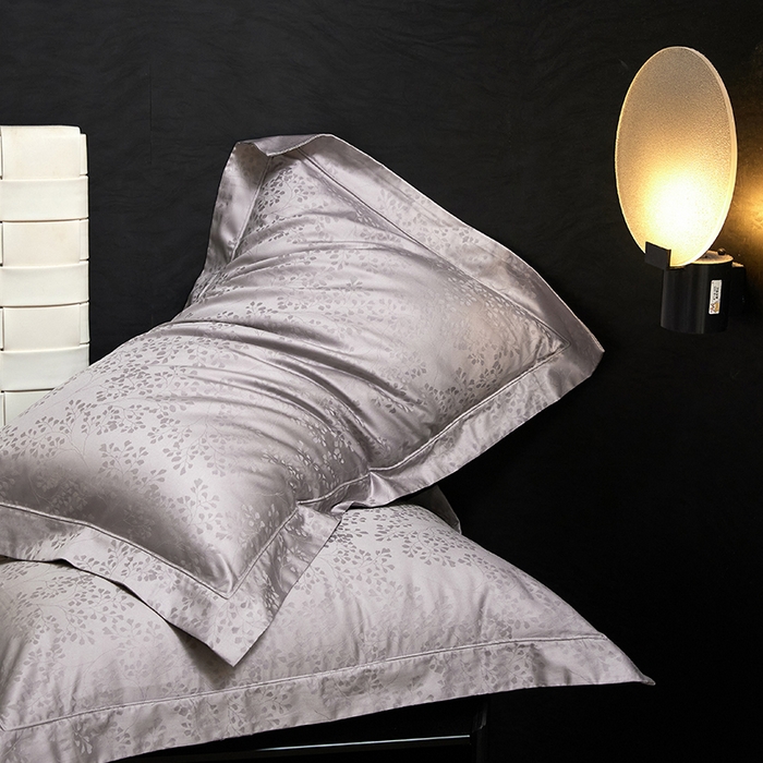 91家纺网 家纺一手货源 找家纺 洽想家 2025新款长绒棉贡缎提花手工立体埋绳工艺四件套礼盒包装系列二 写意之美-高级灰