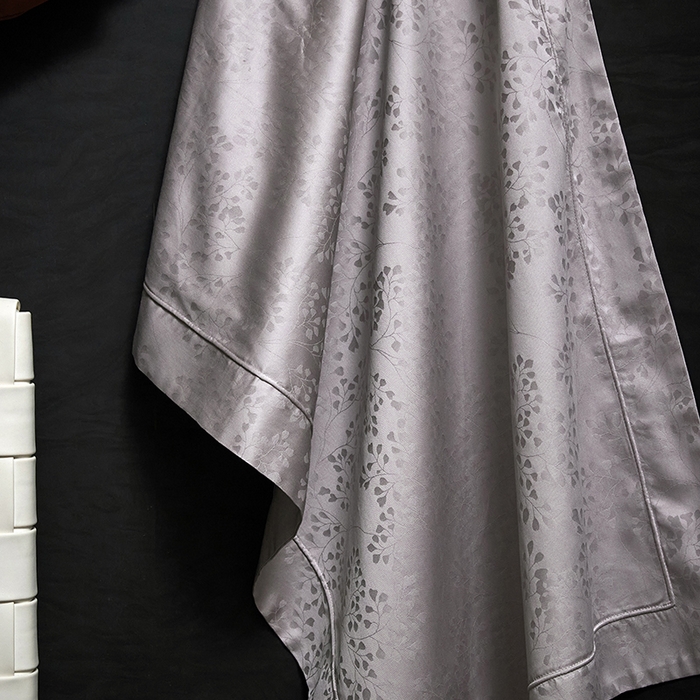 91家纺网 家纺一手货源 找家纺 洽想家 2025新款长绒棉贡缎提花手工立体埋绳工艺四件套礼盒包装系列二 写意之美-高级灰