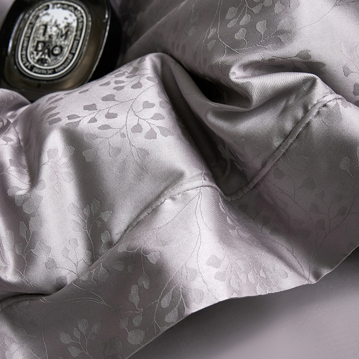 91家纺网 家纺一手货源 找家纺 洽想家 2025新款长绒棉贡缎提花手工立体埋绳工艺四件套礼盒包装系列二 写意之美-高级灰