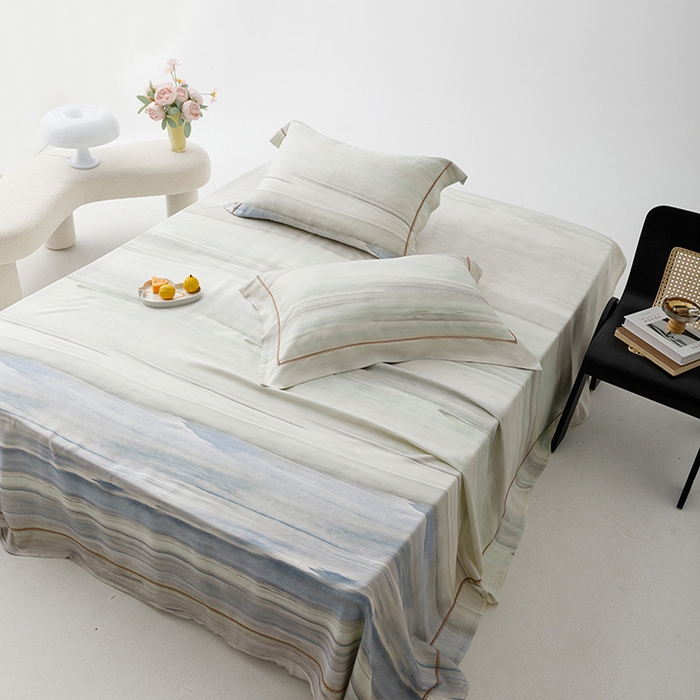 91家纺网 家纺一手货源 找家纺 洽想家 2025新款100%纯竹纤维凉席竹席冰丝席三件套空调席凉感席竹纤维软席子三件套 大理蓝