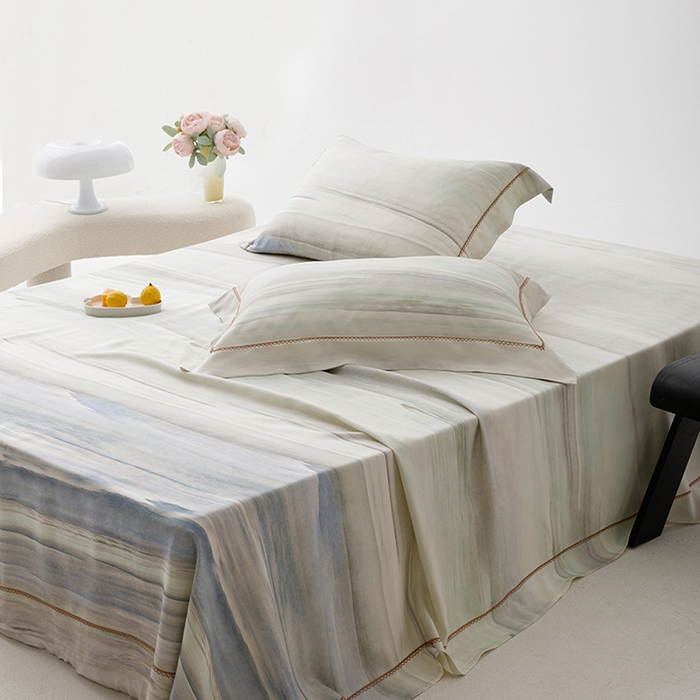 91家纺网 家纺一手货源 找家纺 洽想家 2025新款100%纯竹纤维凉席竹席冰丝席三件套空调席凉感席竹纤维软席子三件套 大理蓝