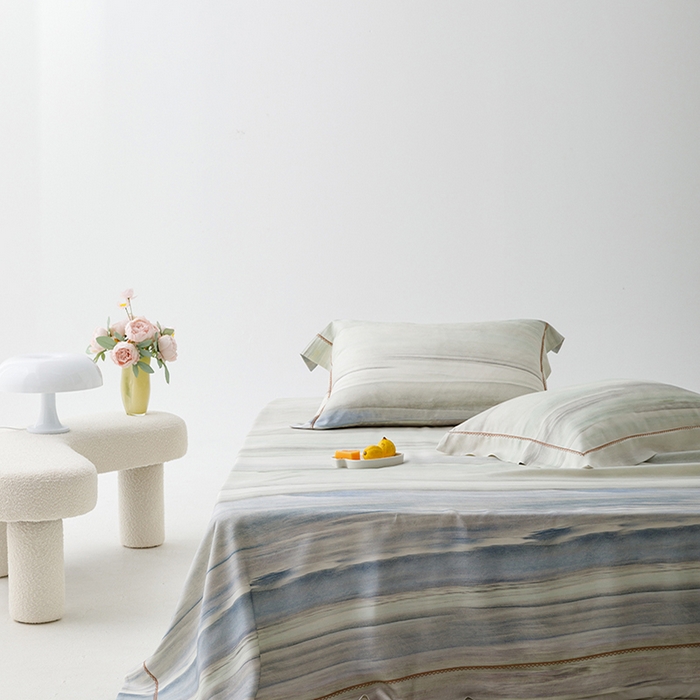 91家纺网 家纺一手货源 找家纺 洽想家 2025新款100%纯竹纤维凉席竹席冰丝席三件套空调席凉感席竹纤维软席子三件套 大理蓝